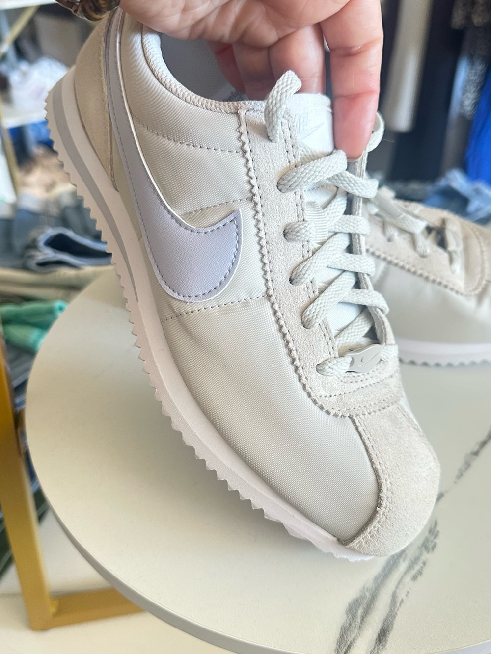Nike Kid’s Light Gray Suede & Nylon Retro Sneakers
